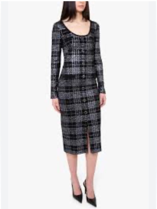 Black Halo Dresses & Skirts - Black Halo Black and White Plaid Midi Skirt